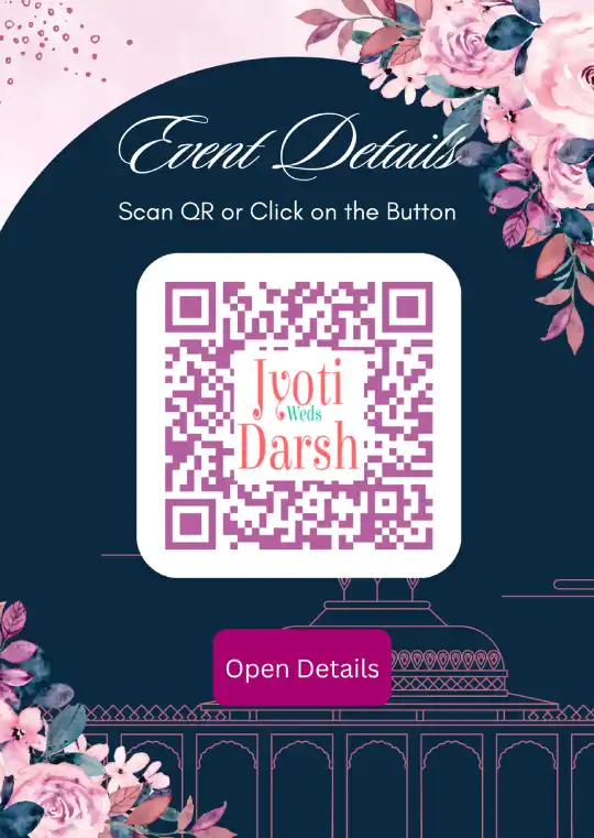 Golden Frame QR Invitation Template for Wedding
